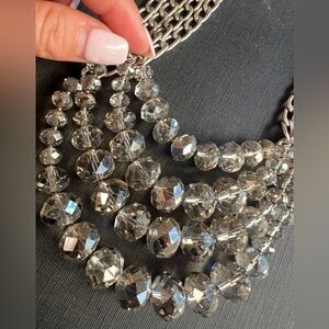 💎🩶💎SMOKEY GREY CRYSTAL MULTI-STRAND FACETED BEAD NECKLACE💎🩶💎